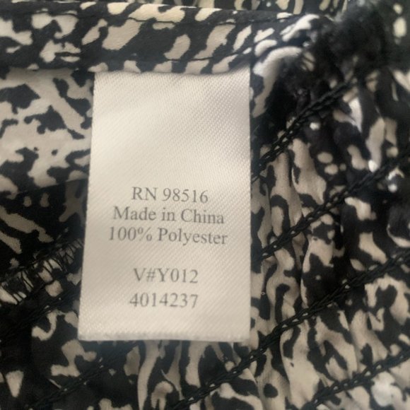 COLDWATER CREEK BLACK/WHITE BRAIDED V-NECKLINE ELASTIC WAIST PEASANT BLOUSE 14 - Picture 7 of 7